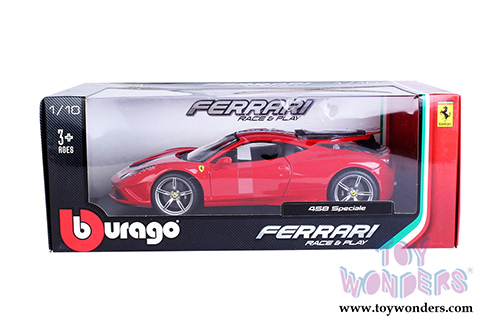 BBurago Ferrari Race & Play - Ferrari 458 Speciale Hard Top (1/18 scale diecast model car, Red) 16002R